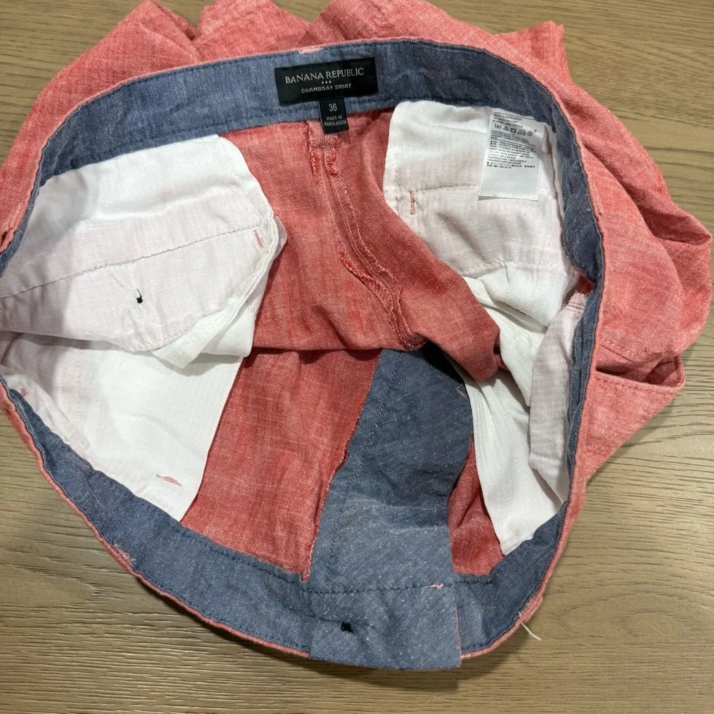 Banana Republic Chambray Shorts 36 Linen-Look Cotton‎ Summer Casual Resort Style